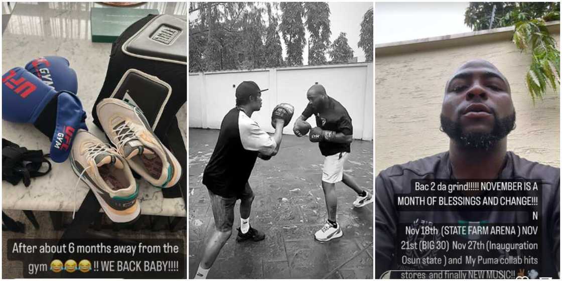 Davido and his trainer. Davido and his trainer.