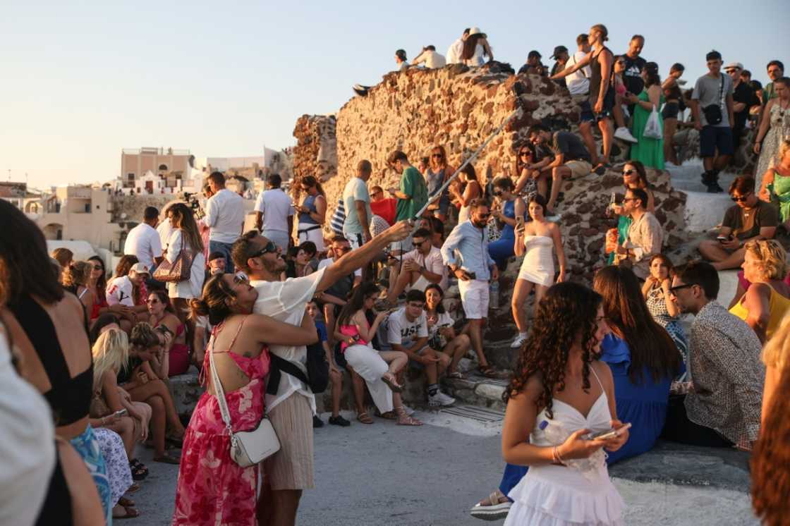 At peak times parts of the island of Santorini are nearing saturation At peak times parts of the island of Santorini are nearing saturation