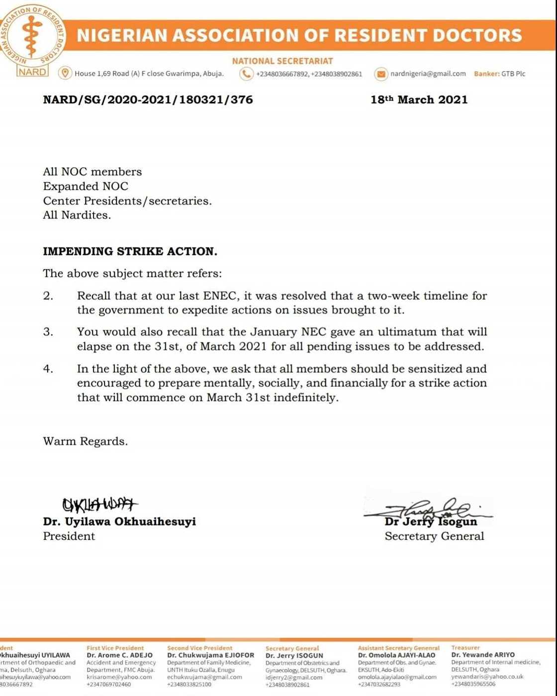 COVID-19: Kungiyar Likitoci ta na barazanar shiga yajin-aiki 'saboda rashin biyan hakkoki'