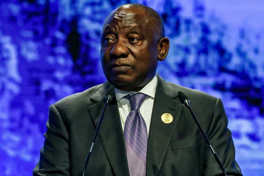 South Africa's President Cyril Ramaphosa delivers a speech at the leaders summit of the COP27 climate conference in Egypt South Africa's President Cyril Ramaphosa delivers a speech at the leaders summit of the COP27 climate conference in Egypt