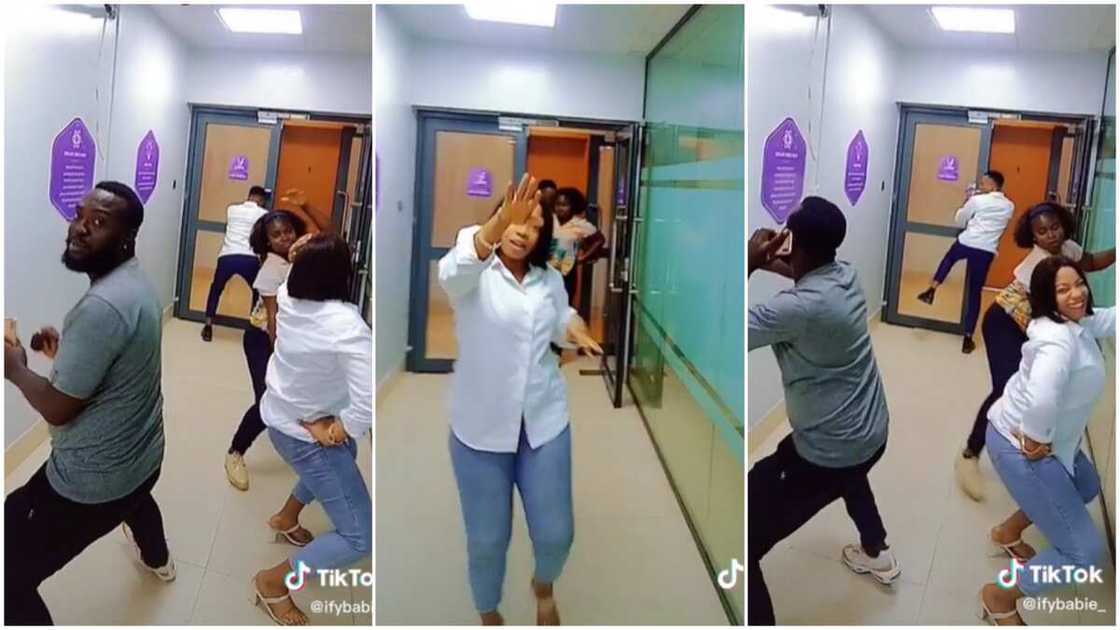 Dancing in workplace/colleagues danced in the passage. Dancing in workplace/colleagues danced in the passage.