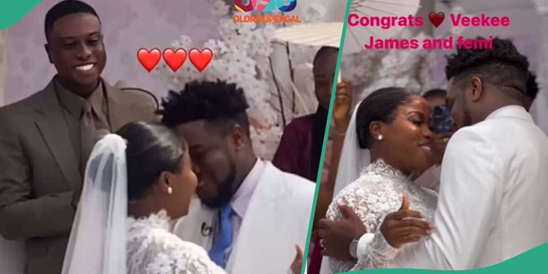 Veekee James and husband Femi's white wedding. Veekee James and husband Femi's white wedding.