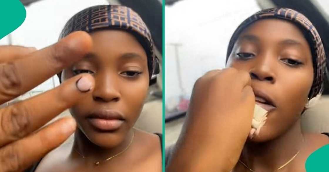 Pastor's daughter seen using her teeth to cut her artificial nails before going back home.