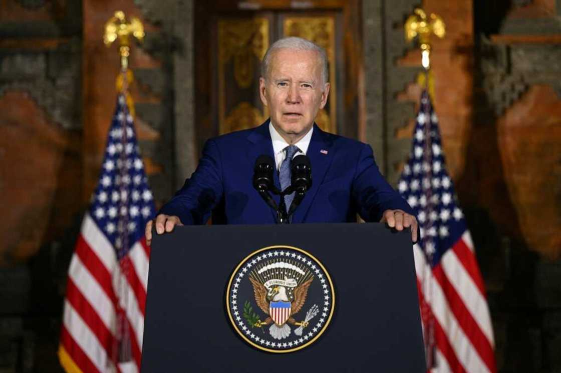 US President Joe Biden holds a press conference on the sidelines of the G20 summit in Nusa Dua on the Indonesian resort island of Bali, November 14, 2022 US President Joe Biden holds a press conference on the sidelines of the G20 summit in Nusa Dua on the Indonesian resort island of Bali, November 14, 2022