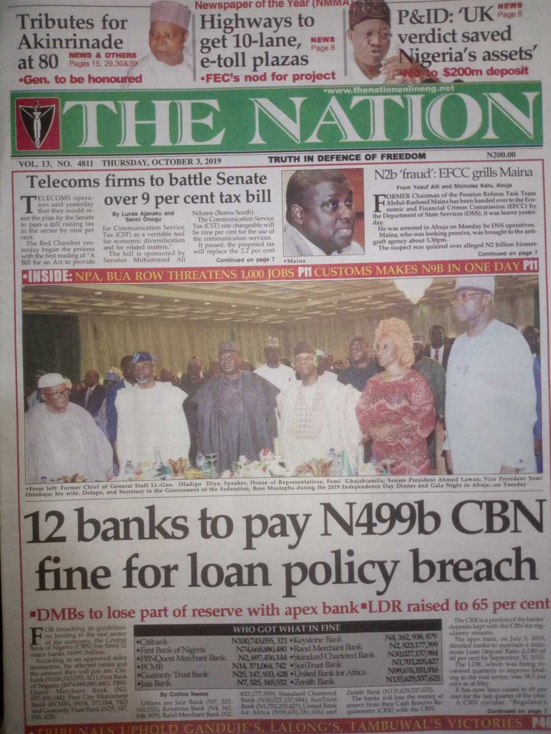 The Nation newspaper review of October 3 The Nation newspaper review of October 3