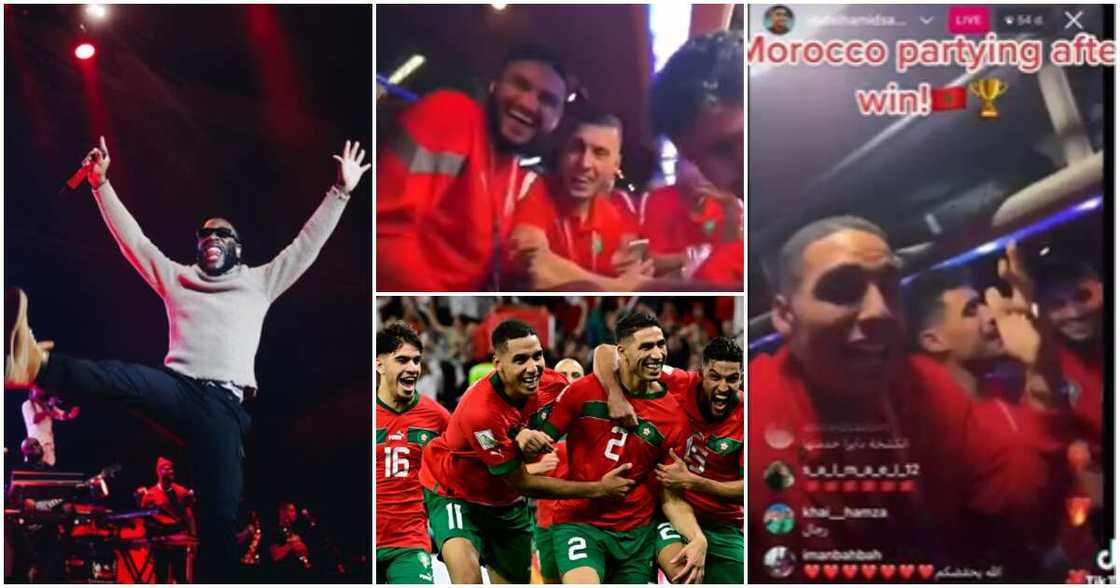 Photos of Burna Boy and Moroccan players Photos of Burna Boy and Moroccan players