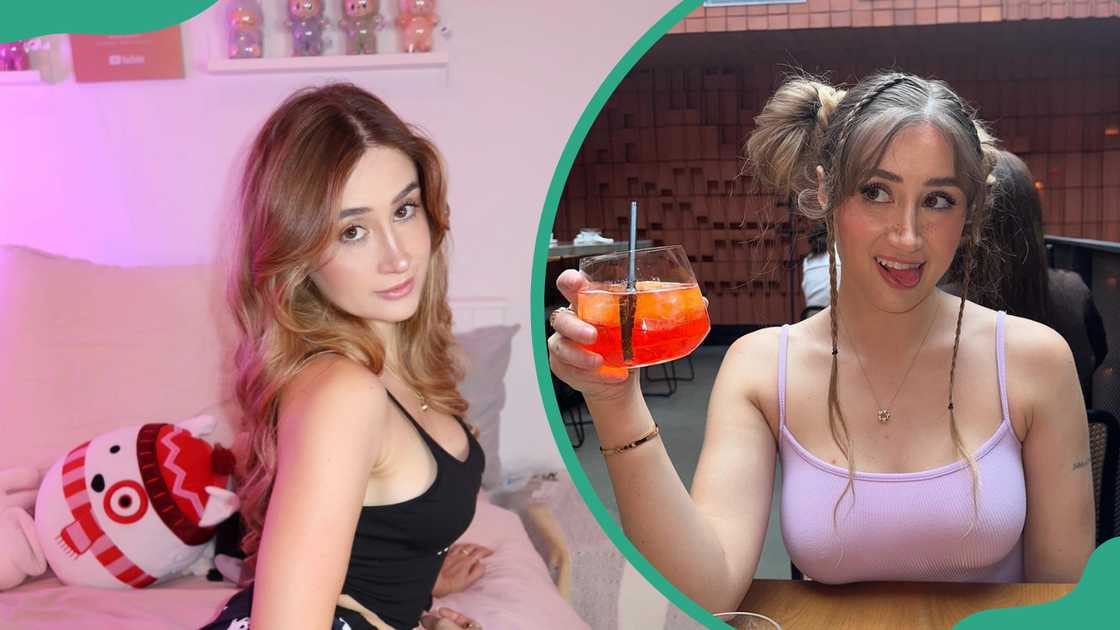 Bronwin Aurora is seen in black and purple tops