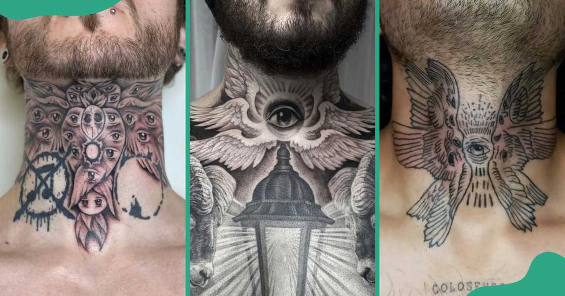 Throat tattoos of Seraphim on the throat Throat tattoos of Seraphim on the throat
