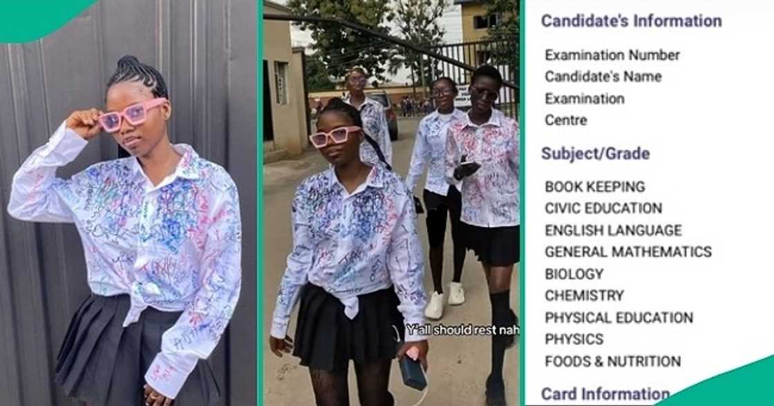 WAEC result of secondary school girl who signed out like university student surfaces online.