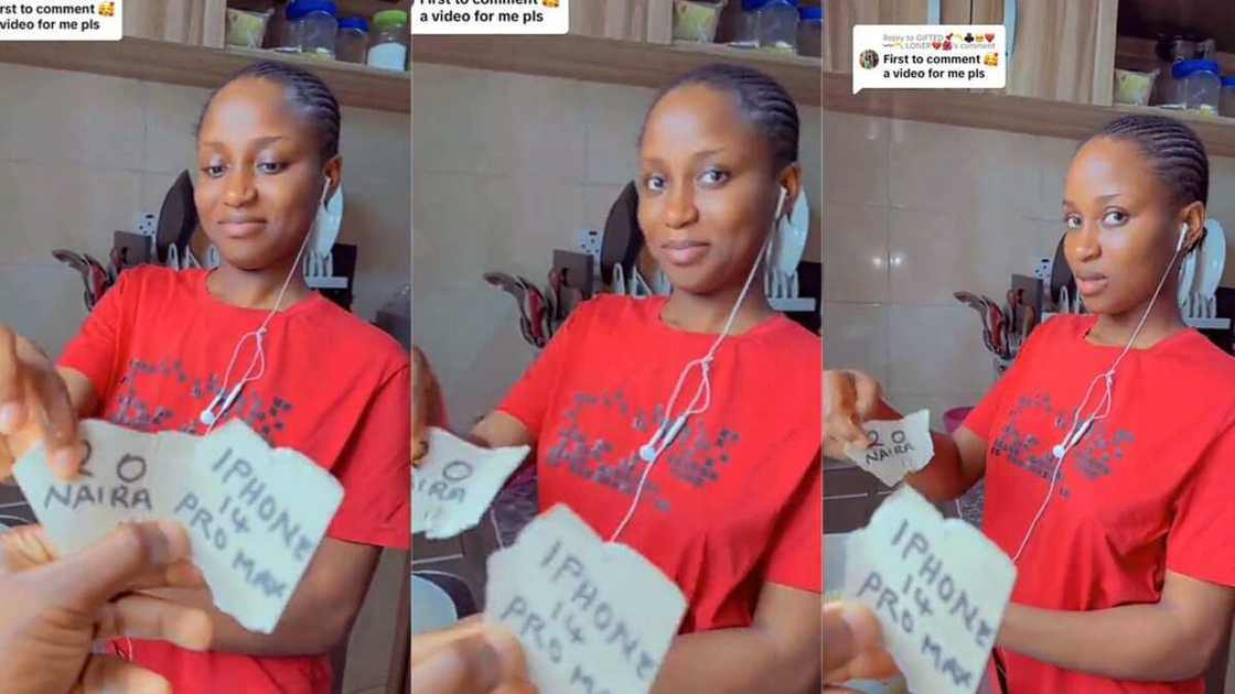 Photo of lady picking between two options Photo of lady picking between two options