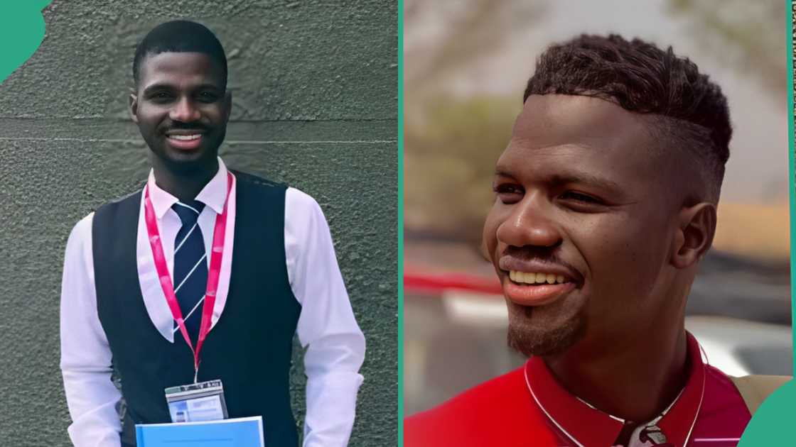 Man graduates with first class. Man graduates with first class.