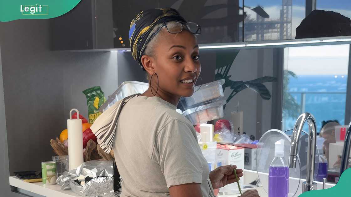 Rubi Rose's mom in the kitchen