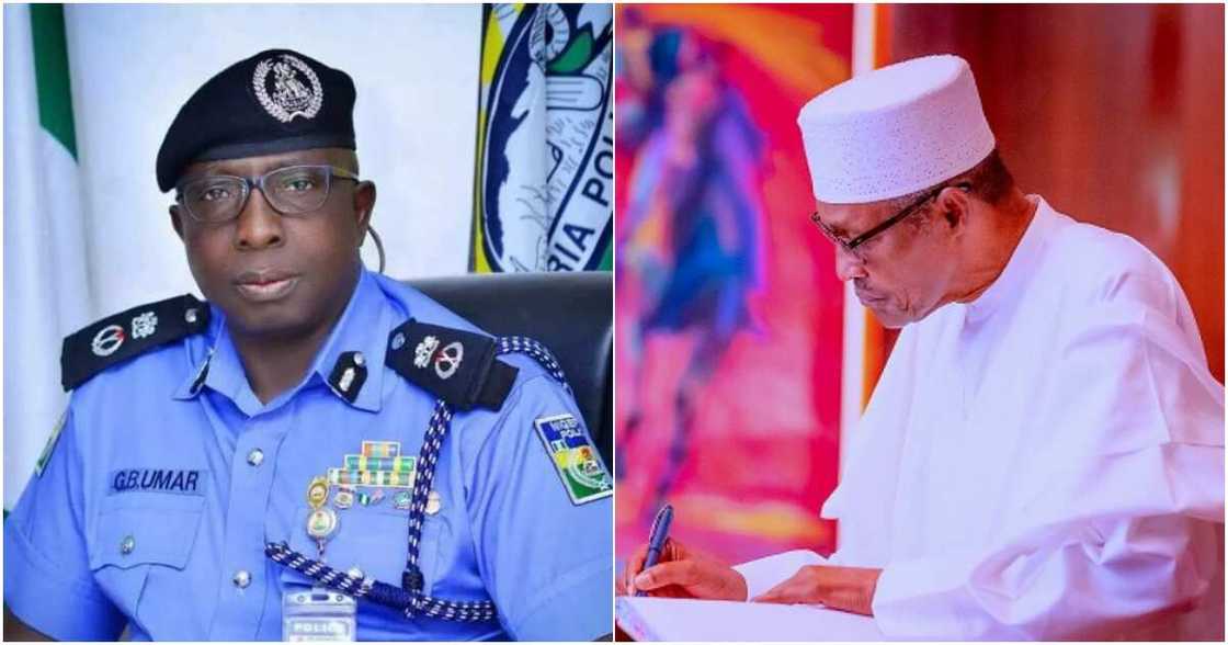 President Muhammadu Buhari, the retiring Assistant Inspector General of Police (AIG), Garba Baba Umar, INTERPOL President Muhammadu Buhari, the retiring Assistant Inspector General of Police (AIG), Garba Baba Umar, INTERPOL