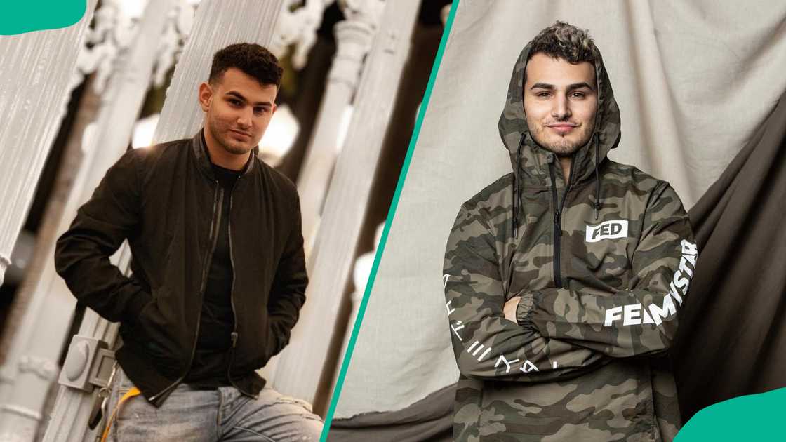 Fedmyster posing for different photos at different times