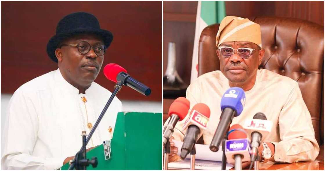 Governor Sim Fubara, ex-Governor Nyesom Wike, Atiku Abubakar Governor Sim Fubara, ex-Governor Nyesom Wike, Atiku Abubakar