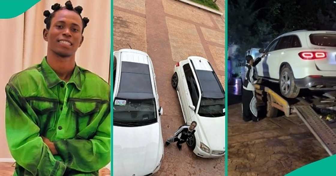 Nigerian man takes delivery of his second car, a GLC. Nigerian man takes delivery of his second car, a GLC.