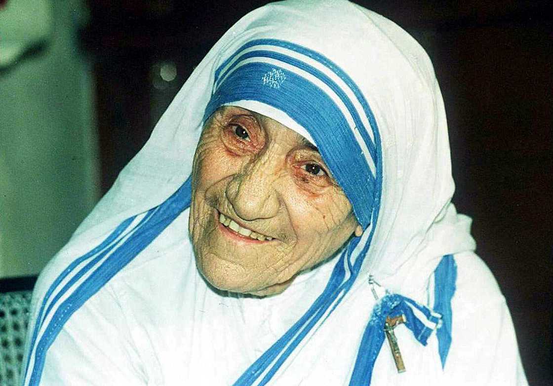 Mother Teresa in Calcutta on 12 April 1995.