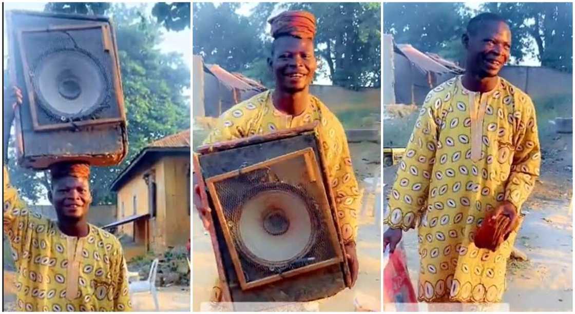 Photos of a Nigerian DJ who plays in the village.