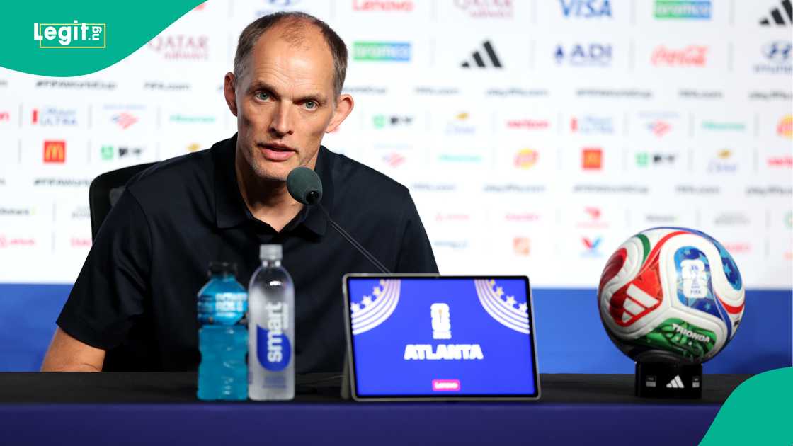 Thomas Tuchel attends the post match press conference at the FIFA World Cup 2026 in Atlanta, Georgia. Photo by Steph Chambers Thomas Tuchel attends the post match press conference at the FIFA World Cup 2026 in Atlanta, Georgia. Photo by Steph Chambers