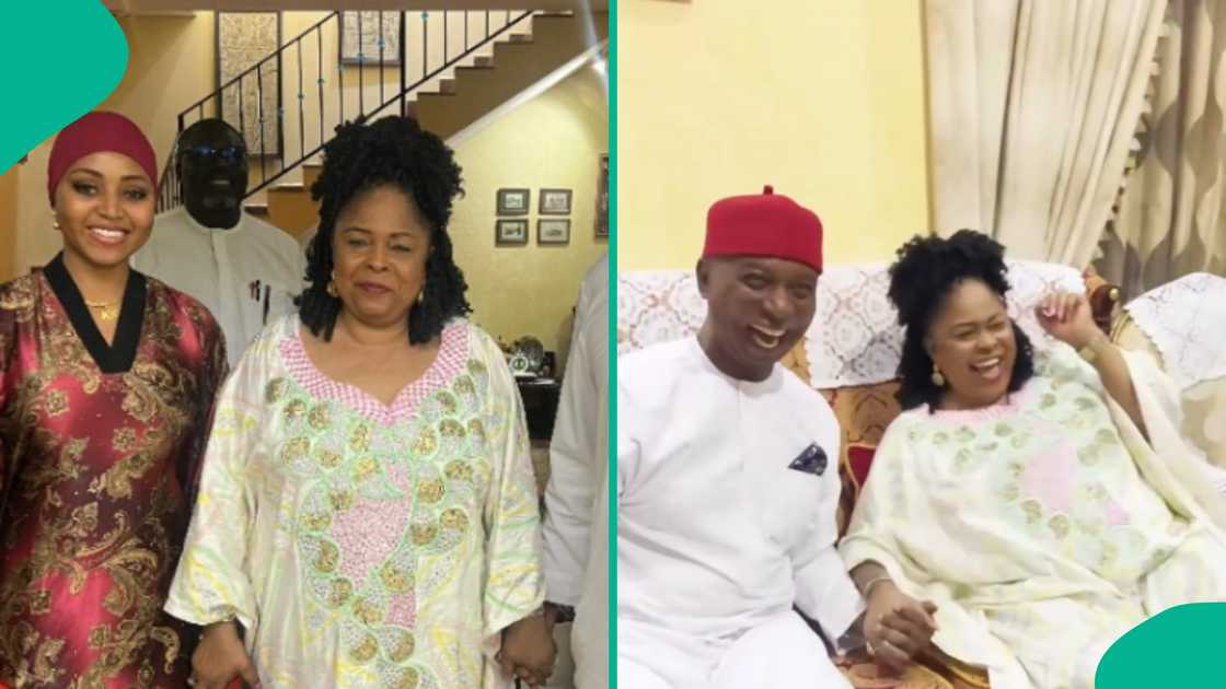 Former first lady Patience Jonathan visits Regina Daniels and Ned Nwoko.