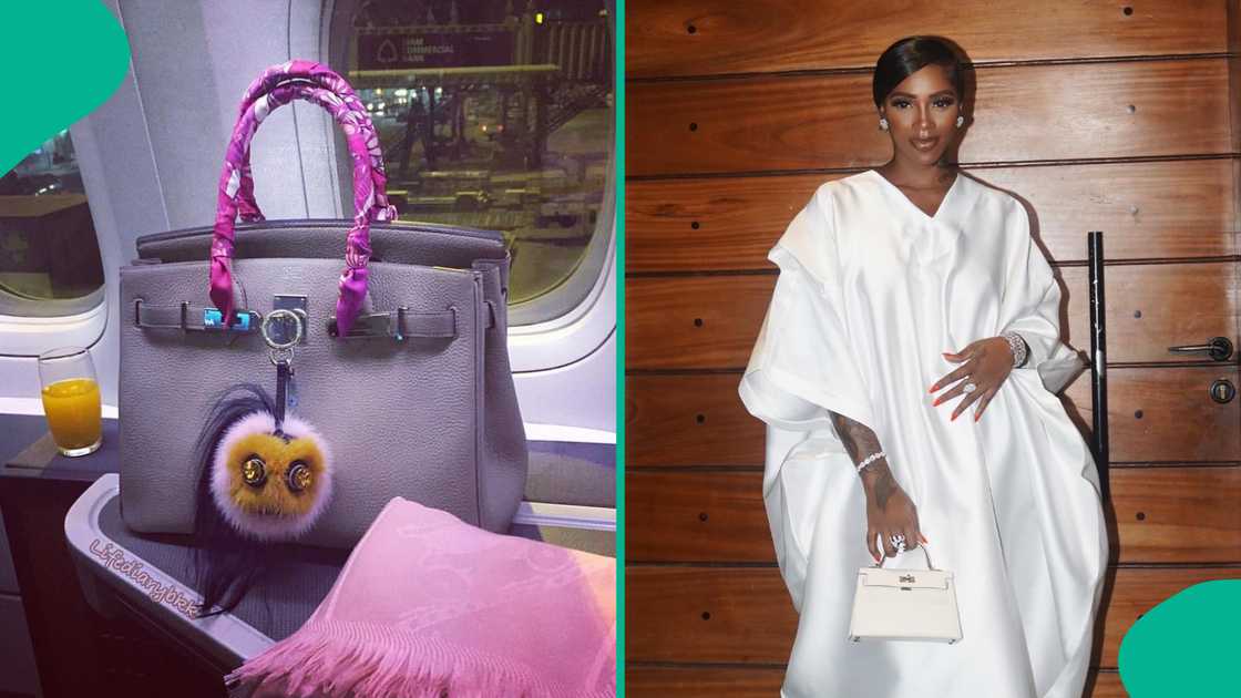 Man mentions Tiwas Savage as he sells Birkin bag in traffic