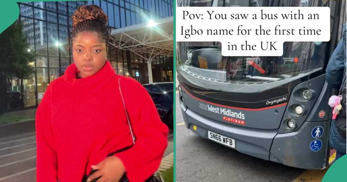 Lady sees bus with a Nigerian name in the UK. Lady sees bus with a Nigerian name in the UK.