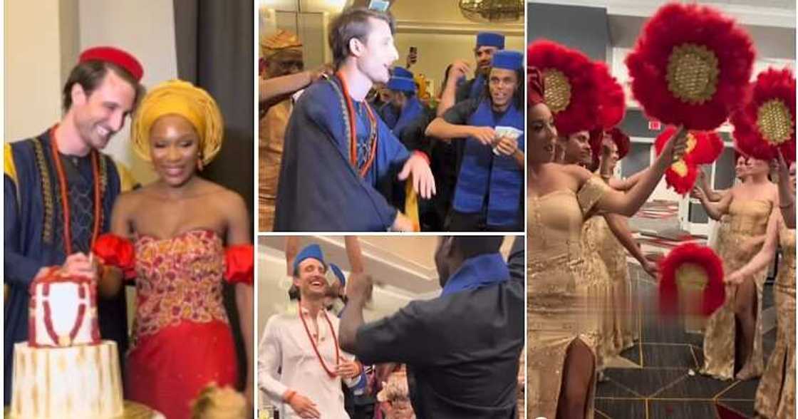 Oyinbo man shows off legwork, lavish wedding ceremony