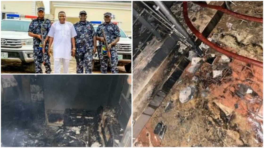 Police says Sunday Igboho's house set ablaze by hoodlums Police says Sunday Igboho's house set ablaze by hoodlums