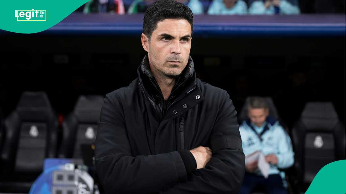 Mikel Arteta Arsenal, Real Madrid, Santiago Bernabeu, Madrid, UEFA Champions League Mikel Arteta Arsenal, Real Madrid, Santiago Bernabeu, Madrid, UEFA Champions League