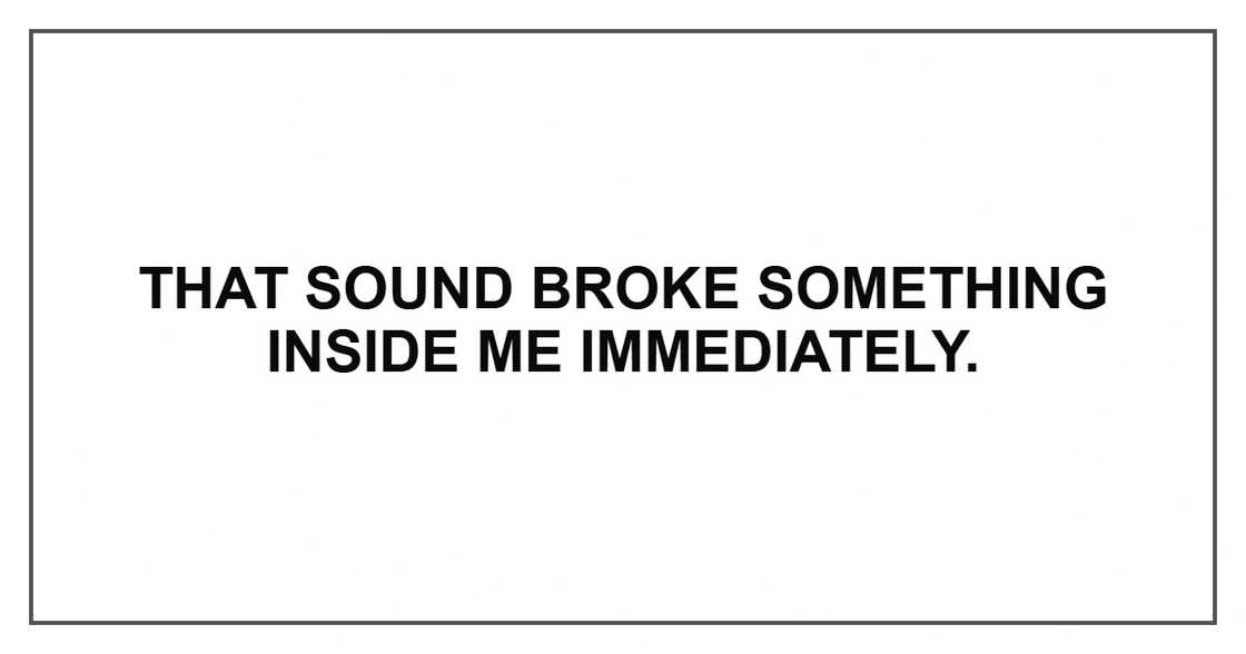That sound broke something inside me immediately. That sound broke something inside me immediately.