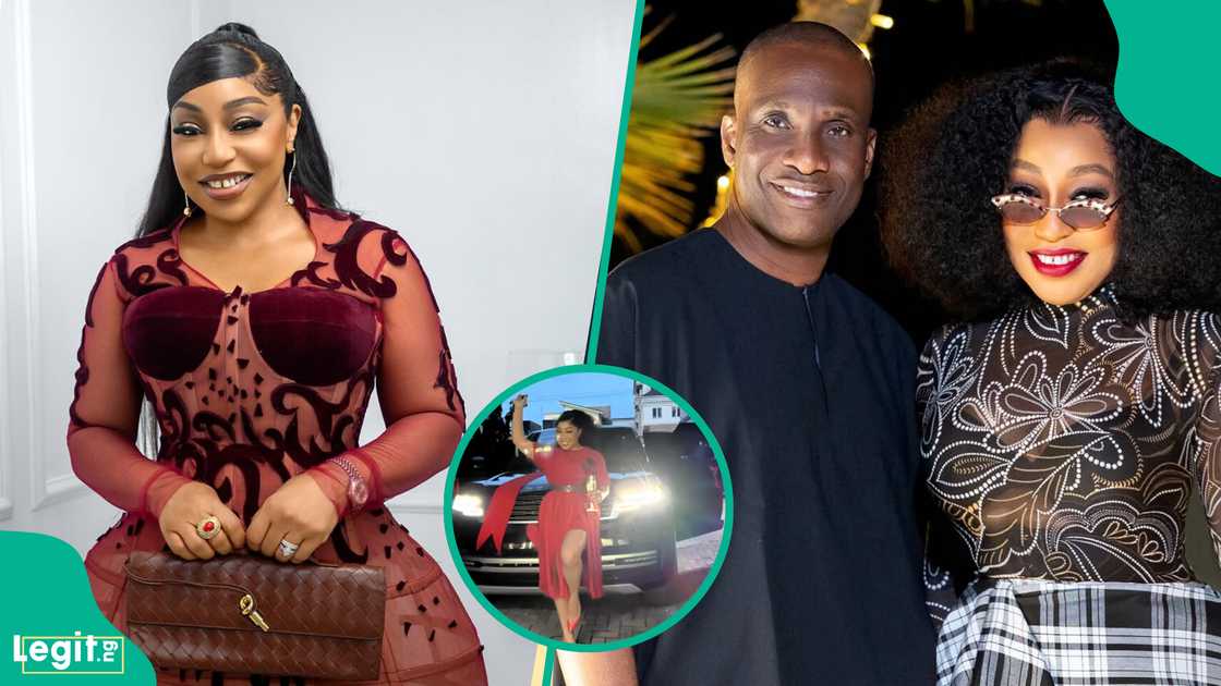 Nollywood actress Rita Dominic receives Range Rover from husband Fidelis Anosike on Valentine’s Day, sharing video as fans congratulate the couple online.