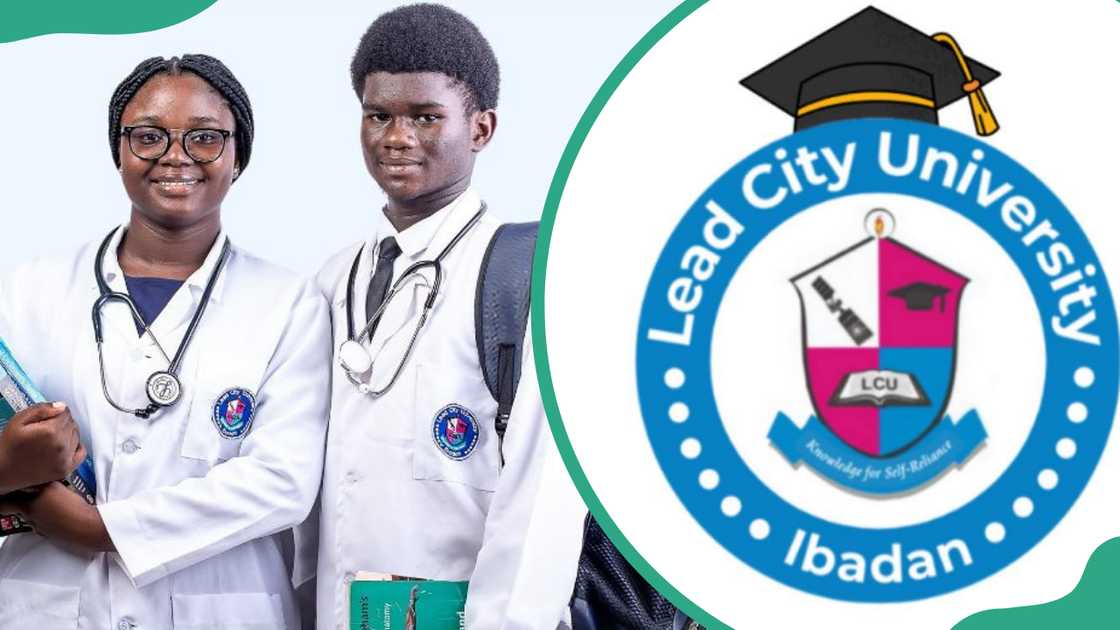 Lead City University medicine students. Lead City University logo. Lead City University medicine students. Lead City University logo.