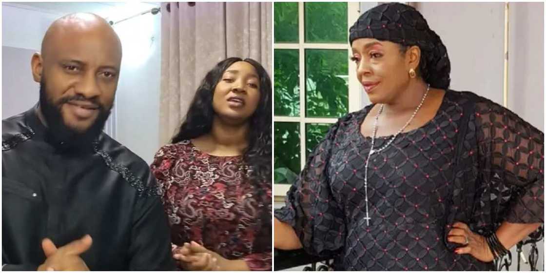 Yul Edochie praying with Judy Austin, Rita Edochie Yul Edochie praying with Judy Austin, Rita Edochie
