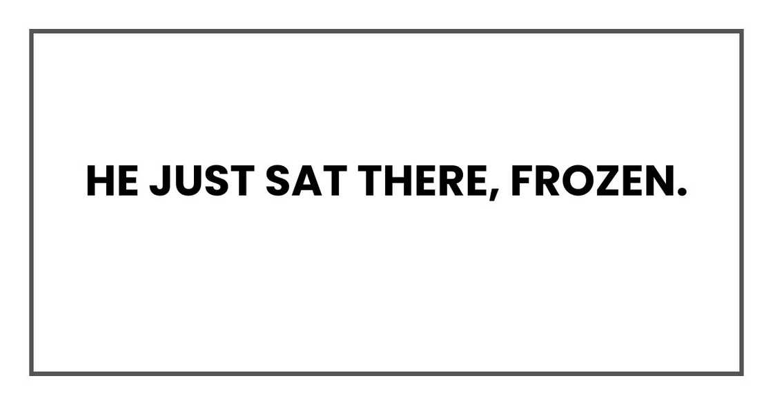 He just sat there, frozen. He just sat there, frozen.