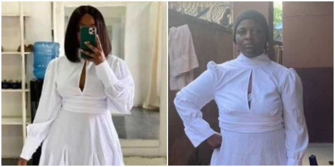 Photos of what a lady received after shopping online.