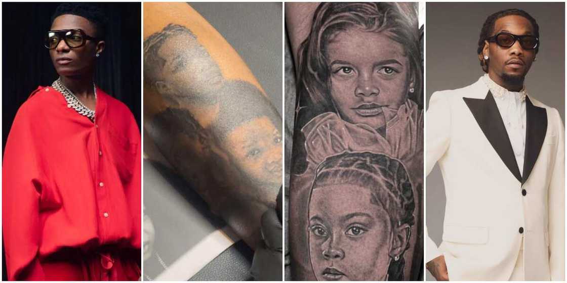 Wizkid, Tattoos of Wizkid's children, Tattoos of Offset's Children, Offset