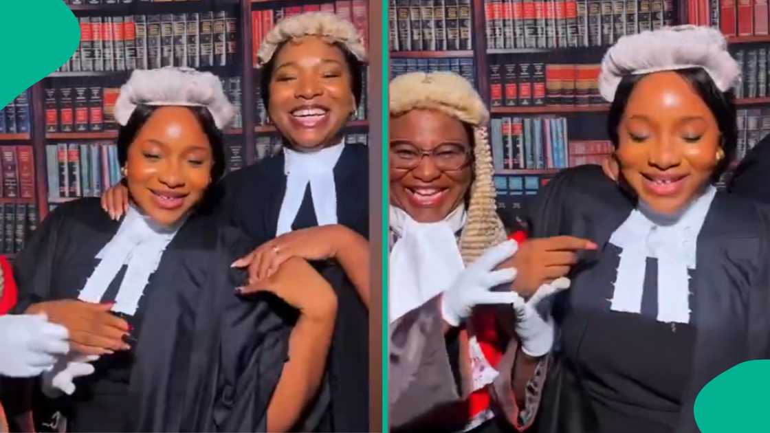 Lady celebrates as she is called to bar. Lady celebrates as she is called to bar.
