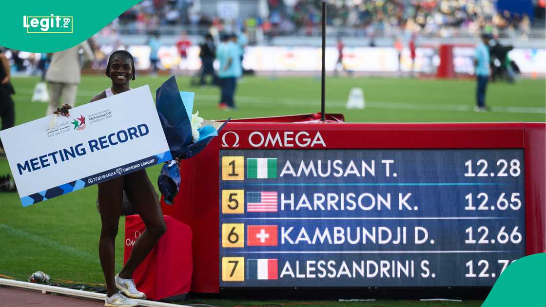Tobi Amusan Sets New Record in Rabat Diamond League Win. Photo by Issam Zerrok