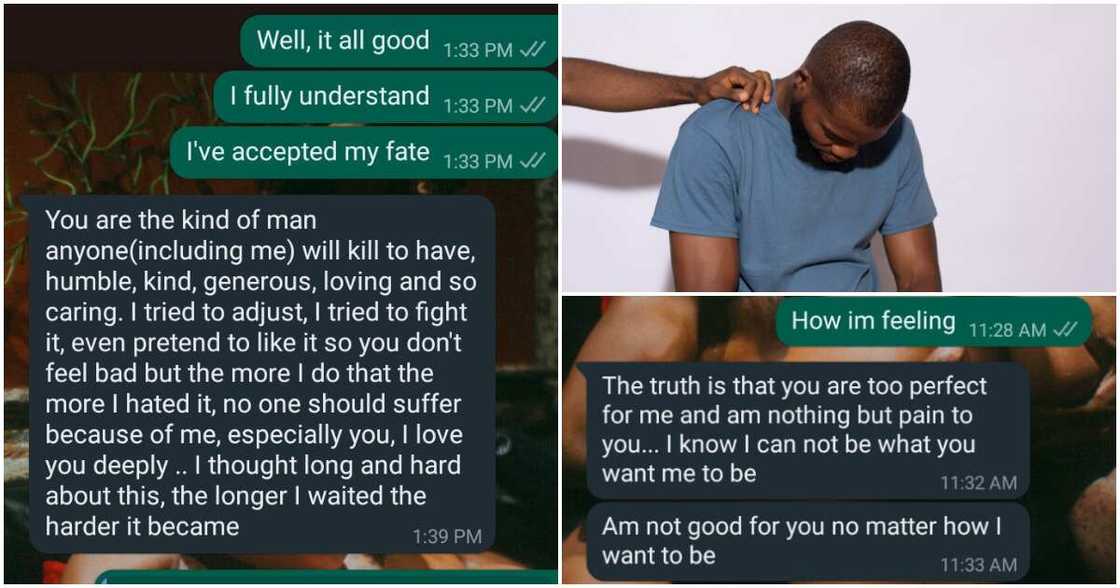Leaked chats, breakfast, lady dumps lover for being too perfect, Nigerian relationship drama Leaked chats, breakfast, lady dumps lover for being too perfect, Nigerian relationship drama