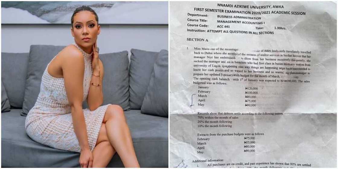 Social media reacts as BBNaija Maria is featured in recent UNIZIK examination Social media reacts as BBNaija Maria is featured in recent UNIZIK examination