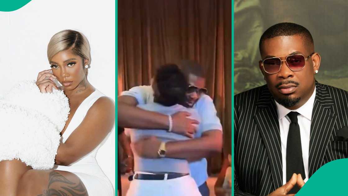 Tiwa Savage kneels for Don Jazzy at event Tiwa Savage kneels for Don Jazzy at event