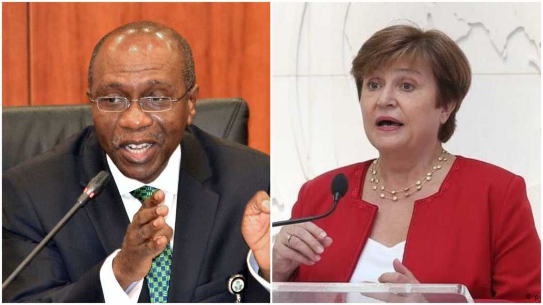 IMF Managing Director, Georgieva Kristallina and Godwin Emefiele, CBN governor IMF Managing Director, Georgieva Kristallina and Godwin Emefiele, CBN governor