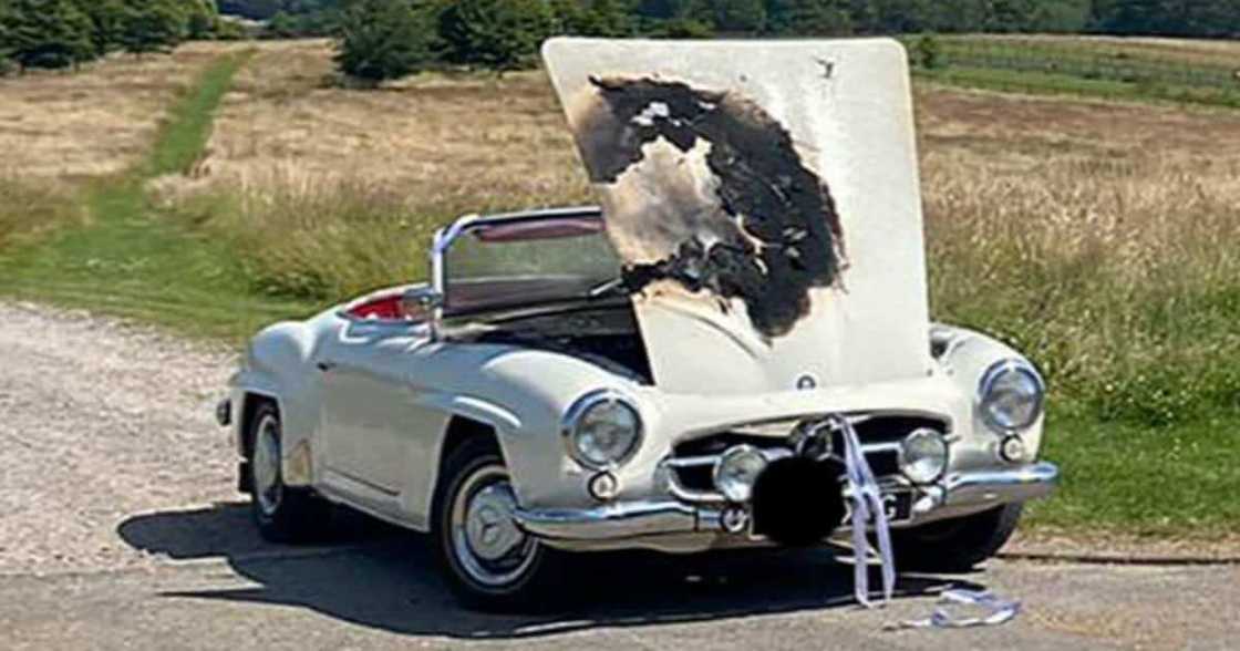 The bride and the wedding party were rescued by a crew from the fire department. The bride and the wedding party were rescued by a crew from the fire department.