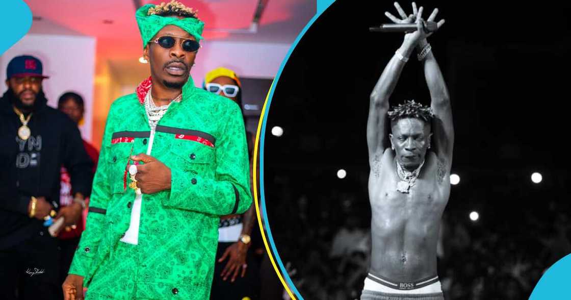 Shatta Wale throws "rubber" on stage Shatta Wale throws "rubber" on stage