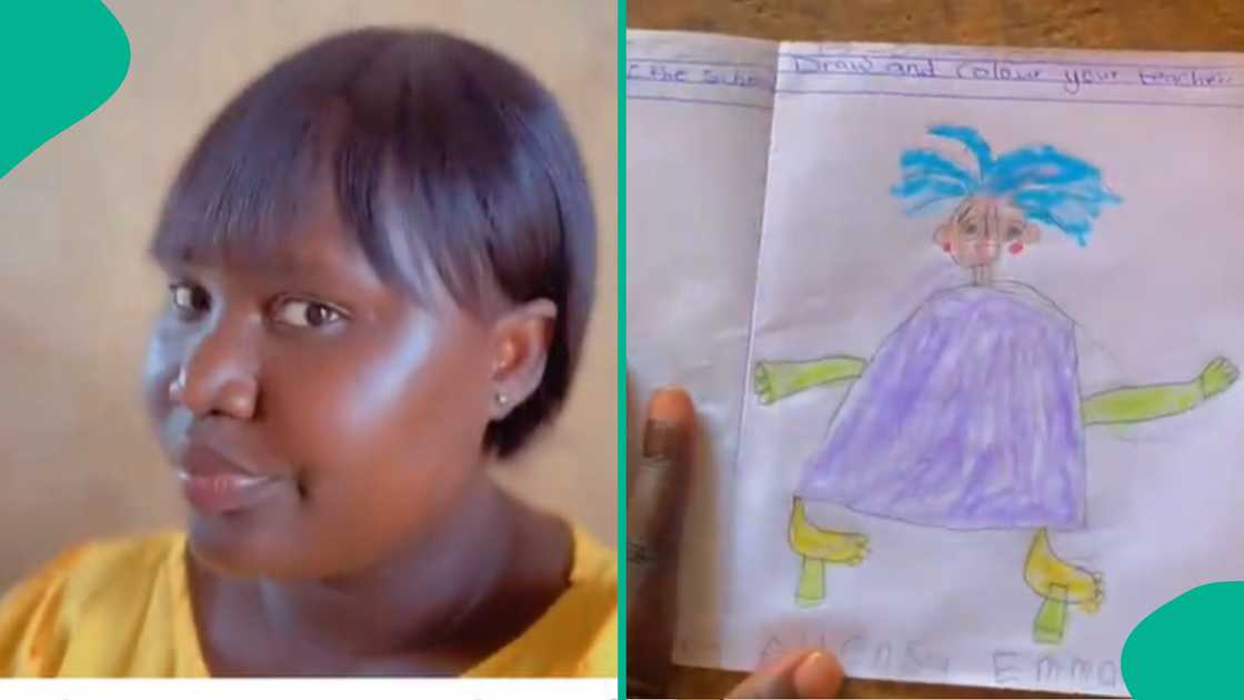 Pupils draw their teacher in class.