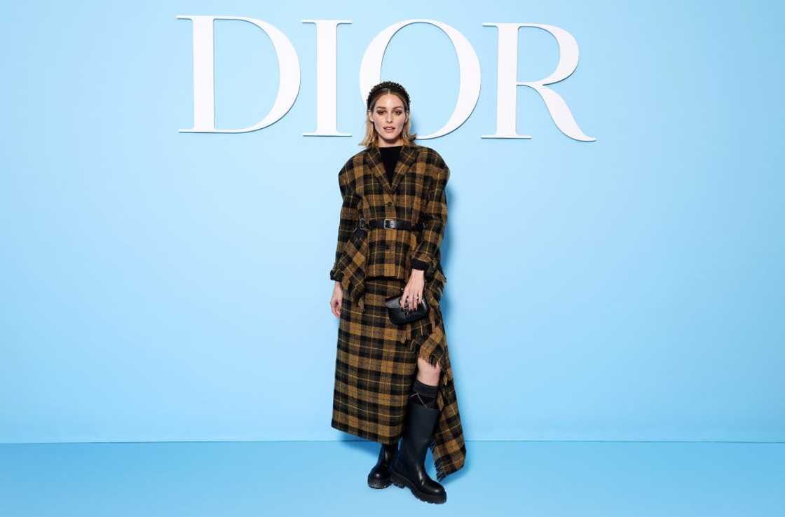 Olivia Palermo in a checked dress at the Christian Dior Womenswear Spring-Summer 2025 show