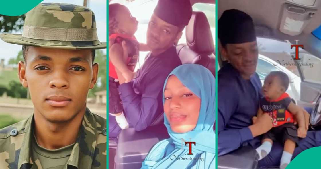 Viral naval officer Lieutenant Ahmad Yerima is believed to be the man captured inside a car with a woman and a baby in a social media post.