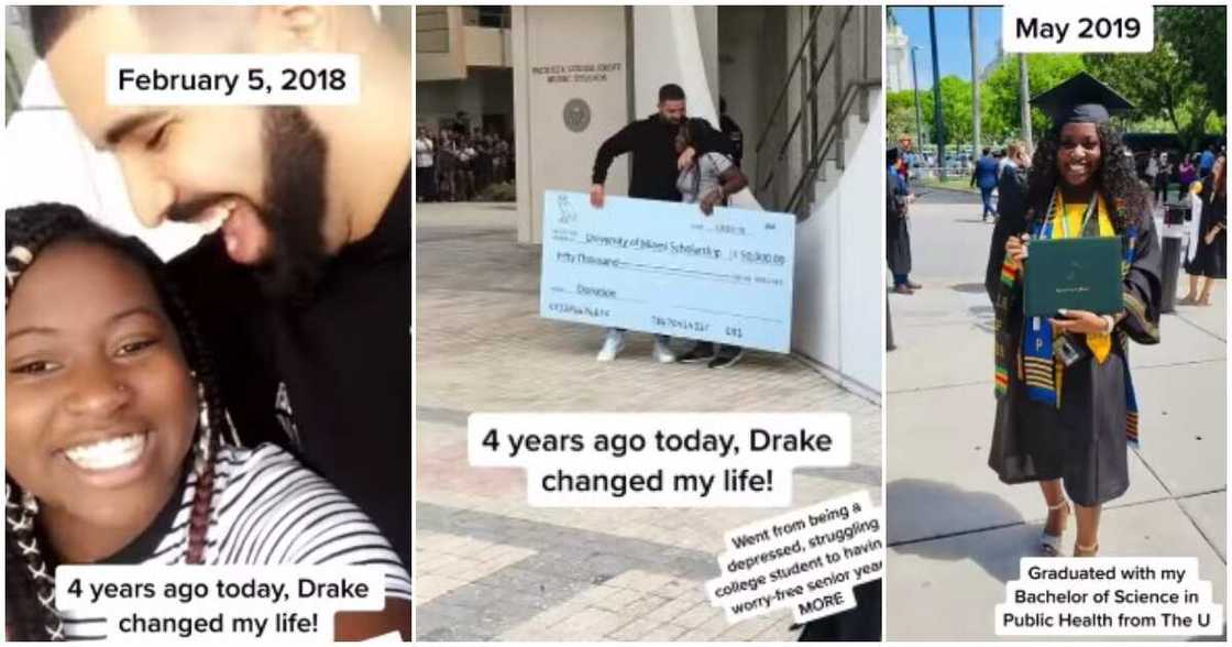 Joy as young lady gifted N20m by Drake in his viral 2018 God's Plan video shoot makes it in life, counts her blessings years later Joy as young lady gifted N20m by Drake in his viral 2018 God's Plan video shoot makes it in life, counts her blessings years later