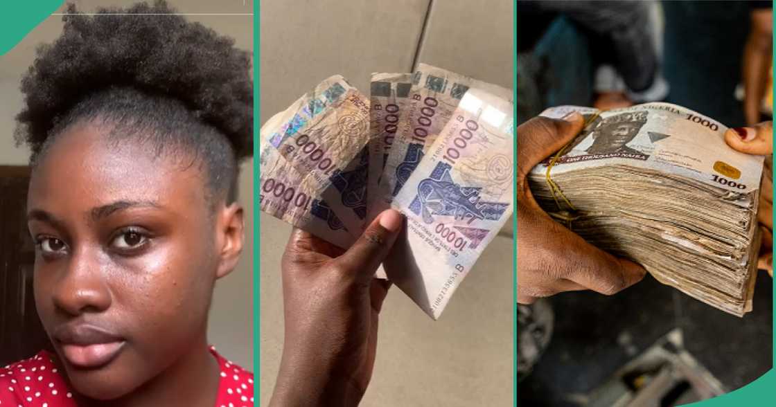 Lady in Benin Republic shows CFA currency.