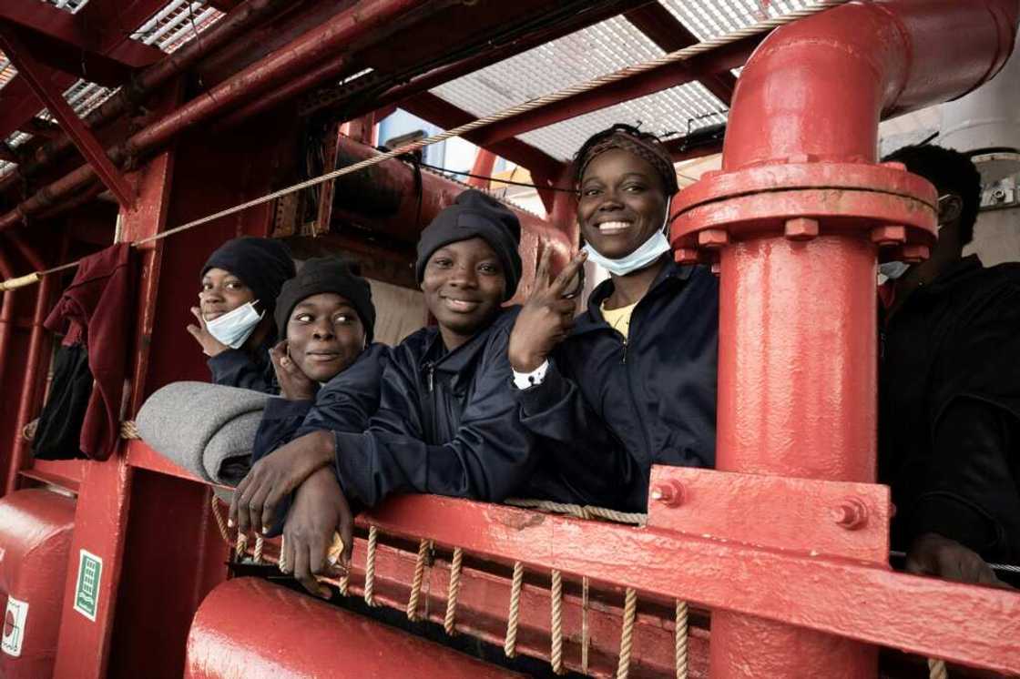 Migrants on board the Ocean Viking prior were disembarked in the French port of Toulon on November 11, 2022, after Italy refused to allow the ship to dock Migrants on board the Ocean Viking prior were disembarked in the French port of Toulon on November 11, 2022, after Italy refused to allow the ship to dock